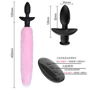 Kabelloser ferngesteuerter Fuchsschwanz mit 10 Vibrationsfrequenzen, schwingender Cosplay-Prop, glattes Schwanzhaar, Analplug für den Hinterhof - Product Image 6