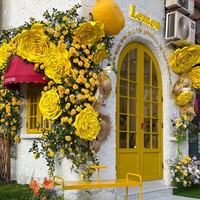 Kipas Bunga Matahari Kuning Modern Sutra Ramah Lingkungan Buatan Tangan 50cm untuk Pernikahan