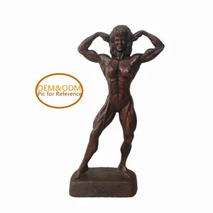 Female Body Building Fitness Trophy Double Bicep Pose Bodybuilding Statue