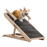 Faltbare Holztreppe mit Rutschfester Matte Verstellbare Holz-Hunderampe mit Teppich Freistehende Haustierrampe für Training