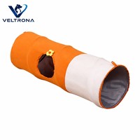 Tunnel pour chat en peluche orange et blanc, pliable, avec ouverture, 2 tailles : 25x80 cm et 25x120 cm