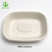 SUMKOKA 500ml Bol alimentaire rectangulaire en bagasse de canne à sucre écologique, compostable, jetable, pour plats à emporter