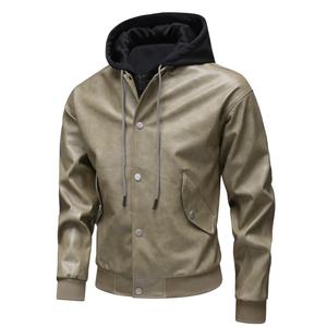 แจ็กเก็ตลำลองสำหรับผู้ชายสไตล์สตรีทแวร์มีปกพิมพ์ลายเสื้อแจ็กเก็ตมอเตอร์ไซค์มาใหม่ - Product Image 2