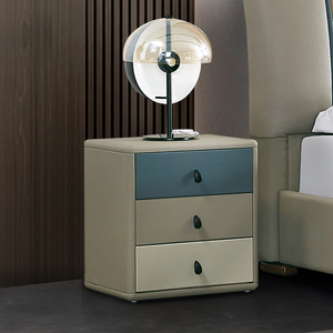 Full Imitation Leather Minimalist Study Bedroom Living Room Blue <strong>White</strong> <strong>Bedside</strong> Table Furniture Night Table <strong>Bedside</strong> - Product Image 5
