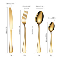 Service de couverts de table occidentaux 24 pièces en acier inoxydable 10/10, finition miroir, plaqué or, style moderne et minimaliste, pour steak