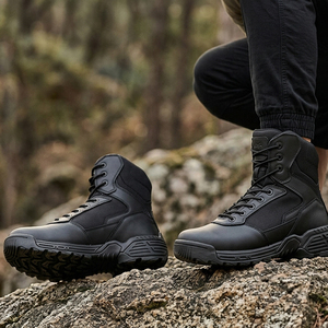 Bottes tactiques en cuir noir TSB602 imperméables à tige haute et lacets pour le travail, la randonnée et l'entraînement en extérieur – Vente en gros, MOQ - Product Image 5