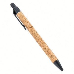 Custom Logo Novelty Promotional Plastic Wheat Straw <b>Retractable</b> Ballpoint 1.0Mm Metal-Nib Cork Ball <b>Pen</b> - Product Image 2