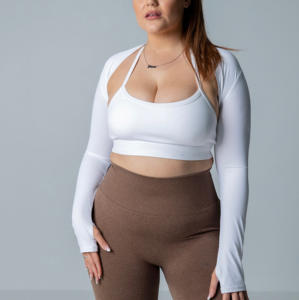 2024 Venta caliente ropa logotipo personalizado diseño mujeres manga larga Crop Tops fabricante de ropa Fitness Yoga <span class=keywords><strong>Bolero</strong></span> para mujeres - Product Image 1