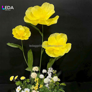 Ramo de Flores Artificiales de Amapola Amarilla LEDA, Hecho a Mano con Organza, Estilo Natural, Decoración para Bodas - Product Image 1