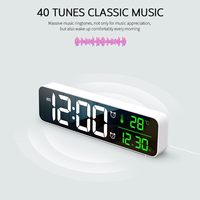 Horloge de table intelligente électrique de 9,9 pouces, écran LED grand format en ABS, alarme numérique avec affichage de la température et de la date, musique, 6 niveaux de luminosité