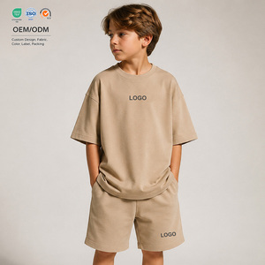 Set Estivo 2 Pezzi per Bambini: T-shirt Oversize a Maniche Corte e <span class=keywords><strong>Pantaloncini</strong></span> in 100% Cotone con Logo Personalizzato - Product Image 1