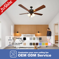 Ventilateur de plafond 1stshine Decor Home 52 pouces, style classique, 5 pales, avec abat-jour en verre et lumière à chaîne