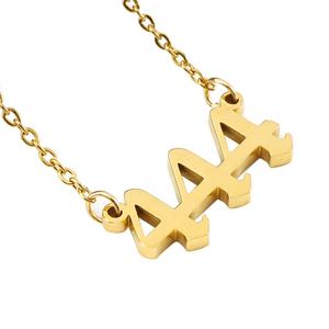 สร้อยคอจี้เลขนำโชค 111-999 สแตนเลสแท้ ชุบทอง 18k สร้อยคอเลขซ้ำสามตัว ของขวัญเครื่องประดับ - Product Image 5