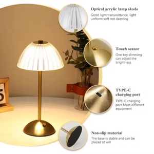 Lampe de table LED tactile moderne sans fil rechargeable en métal pour restaurant et hôtel, éclairage décoratif 2W - Product Image 2