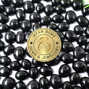 Turmalina Negra Natural Cabujón Pulido con Base Plana para Joyería, Envoltura con Alambre, Sanación, Turmalina Negra - Product Image 2