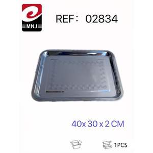 Plateaux de rangement minimalistes en acier inoxydable 40x30x2CM, Plateau Inox à un seul niveau pour la cuisine - Product Image 1