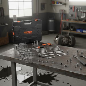 Kit d'outils mécaniques Vevor de 205 pièces, jeu de clés à douilles SAE et métriques 1/4 et 1/2, en acier au chrome-vanadium, avec coffret de rangement - Product Image 2