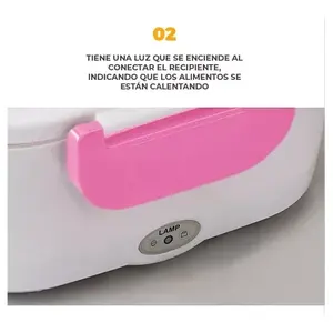 Lonchera Eléctrica Portátil con Calentador de Alimentos, Capacidad de 1.1-2.0L, Recipiente Interior de Acero Inoxidable, Pantalla LED Digital, 110V/127V, Rosa - Product Image 3
