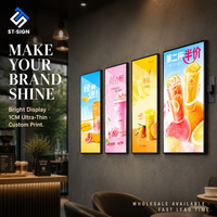 Boîte à lumière LED magnétique Shuntai en verre trempé pour affichage de posters promotionnels en magasin