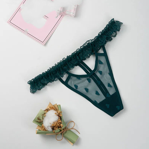 String personnalisé avec lettres en strass pour femme, sexy, en dentelle, avec nom personnalisé sur <span class=keywords><strong>la</strong></span> ceinture, <span class=keywords><strong>culotte</strong></span> en maille imprimée cœur, lingerie - Product Image 2