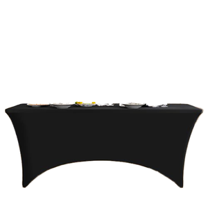 2 Pack 8ft Stretch Spandex Solid Color Rectangular Tight Fitted Washable Wrinkle Resistant Customized Size Custom Tablecloth - Product Image 1