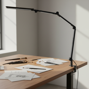 <span class=keywords><strong>Lampe</strong></span> de bureau LED moderne en aluminium, protection oculaire, 3 sources lumineuses, sans scintillement, stable, flexible, pliable, bras long réglable, métal simple - Product Image 2