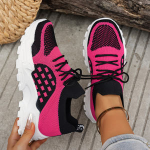 Zapatos Deportivos de Mujer DZ para Otoño, con Cordones, Aumentan la Estatura, Cómodos, con Suela Suave, Malla Transpirable, Diseño Tejido, Gruesos - Product Image 6