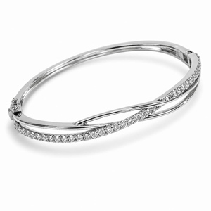 Elegant <b>Solid</b> 18K White <b>Gold</b> Natural Diamond Wrist <b>Bangle</b> Fine Clear Gem Wrist Cuff for Ladies Wedding Banquet - Product Image 1