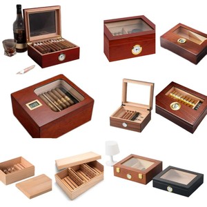 Humidor rectangular portátil de madera de cedro vintage para cigarros, caja de almacenamiento de madera para estuches de cigarros - Product Image 2