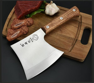 Full Tang Rèn Thép Không Gỉ Heavy Duty Cleaver Dao Thịt Bò Xương Rìu Chopper Với Gỗ Xử Lý - Product Image 6