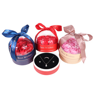 Scatola Regalo Rotonda Trasparente Golden Pancake Seven 9 Rose per Gioielli, Confezione all'Ingrosso per San Valentino, Donne e Ragazze - Product Image 5