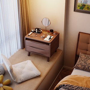 Nordic Solid Wood Bay Window Dressing <b>Table</b> With Mirror Storage Cabinet For Bedroom Home Use - Product Image 3
