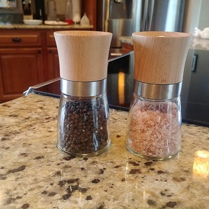 Offre Spéciale de cuisine blanc réglable Shaker moulins à verre en bois bambou moulin à sel et poivre en vrac ensemble avec joint - Product Image 6