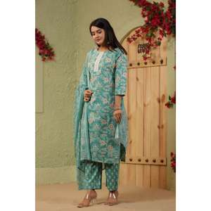 Nueva moda tradicional indio algodón Kurti conjunto con bordado hecho a mano de alta calidad señoras Kurta para el verano al por mayor - Product Image 3