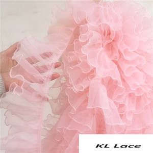 Larghezza 10 cm albicocca Beige poliestere Lolita Organza nastro pizzo 3 d volant volant pizzo per abito da ballo bordo orlo tessili per la casa - Product Image 3