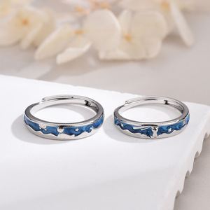 The Little Prince And Fox Couple Ring Star Enamel Unisex Zinc Alloy Gift Jewelry - Product Image 4