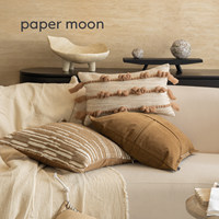 Housse de coussin lombaire de luxe Wabi Sabi, coussin à nœuds noués à la main avec pompons pour la décoration de salon