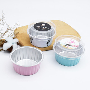 With window sliced plastic disposable silver gold chess mini cup cake aluminium foil transparent clear cake box