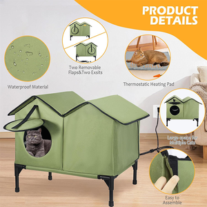 Nouvelle conception, abri pour chat moderne, grand, chauffé, isolé, résistant aux intempéries, avec coussin chauffant, extérieur, surélevé, pour chat, animal de compagnie, chien, maison, pièce - Product Image 2