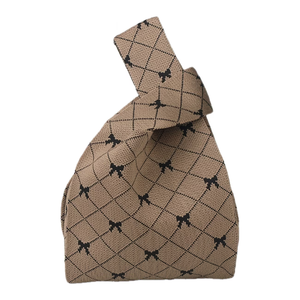 Bolso <span class=keywords><strong>de</strong></span> Mano Ligero y Transpirable con Diseño <span class=keywords><strong>de</strong></span> Cuadros y Asa <span class=keywords><strong>de</strong></span> Poliéster Tejido con Lazo Negro para Teléfonos Móviles, Lápiz Labial y <span class=keywords><strong>Perfume</strong></span> Señoras - Product Image 1