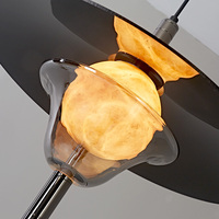 Luminaire suspendu moderne en verre fumé avec abat-jour en albâtre naturel pour bar, îlot de cuisine, salle à manger