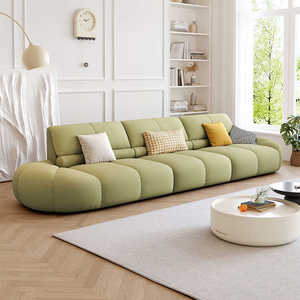 Sofá de Tela Pumpkin Puff, Estilo Retro Francés, Color Crema, para Apartamentos Pequeños, Nuevo Sofá Recto <span class=keywords><strong>Verde</strong></span> para Sala de Estar - Product Image 1