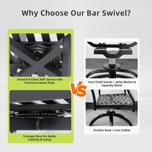 Moderno esterno 2 pezzi sedie da Bar girevoli in alluminio Tember finitura nera 360 gradi girevole dello schienale ergonomico gambe affusolate - Product Image 1