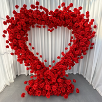 Dekorasi Latar Belakang Pernikahan Hari Valentine, Dinding Bunga, Latar Belakang Proposal Putih, Gapura Berbentuk Hati Merah Buatan