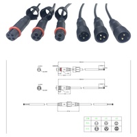 Câble adaptateur étanche IP67 M12 2 broches, contacts en cuivre mâle/femelle, boîtier PVC, application alimentation 5A, connecteur personnalisé