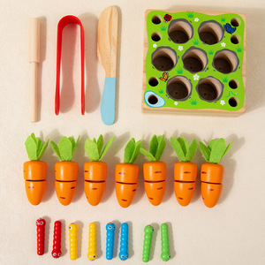 EPT Offres Spéciales Jouets en Bois Montessori 4-en-1 pour Bébé : Jeu de Tri et d'Association des Formes, Puzzle et Jeu de Récolte de Carottes pour Enfants - Product Image 5