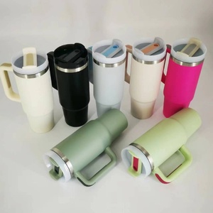 Premium Double Wall Vacuum Insulated 40oz Travel Mug with Handle Straw for <b>Hot</b> Cold <b>Drinks</b> Rustproof Stainless Steel Cup Durable - Product Image 2