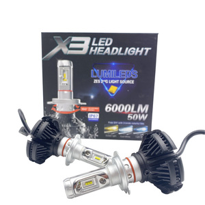 Phares de voiture Led X3, lampes antibrouillard pour automobile, H4, H7, H1, H11, HB3, 3000, 50W, 6500 lm, 8000K, 9005 K, 9006 K, 2 pièces - Product Image 1