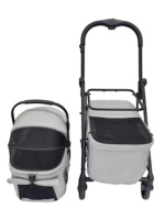 Poussette moyenne de luxe à 4 roues pour deux chiens ou chats chariot pliant à une main poussette en aluminium double détachable à deux paniers pour animaux de compagnie