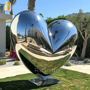 RELONG оптовая продажа полированная большая скульптура сердца из нержавеющей стали для украшения курортного ландшафта - Product Image 1